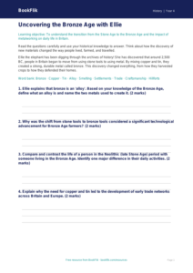 Free Bronze Age Worksheet | Year 4 | History | BookFlik