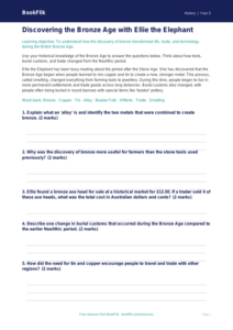 Free Bronze Age Worksheet | Year 5 | History | BookFlik
