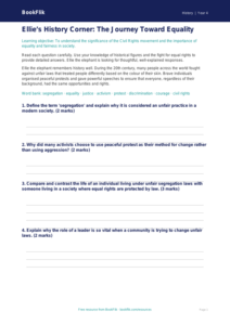 Free Civil Rights Worksheet | Year 4 | History | BookFlik