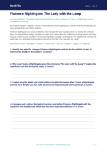 Free Florence Nightingale Assessment | Year 4 | History | BookFlik