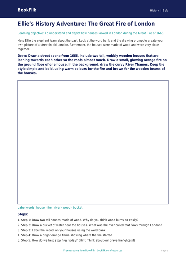 Free Great Fire Of London Drawing Sheet | Foundation | History | BookFlik worksheet preview — History Great Fire Of London