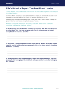 Free Great Fire Of London Writing Frame | Year 4 | History | BookFlik