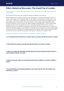 Free Great Fire Of London Comprehension | Year 5 | History | BookFlik