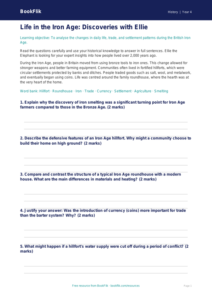History iron age worksheet year 4 greater depth