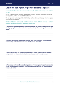 Free Iron Age Writing Frame | Year 4 | History | BookFlik