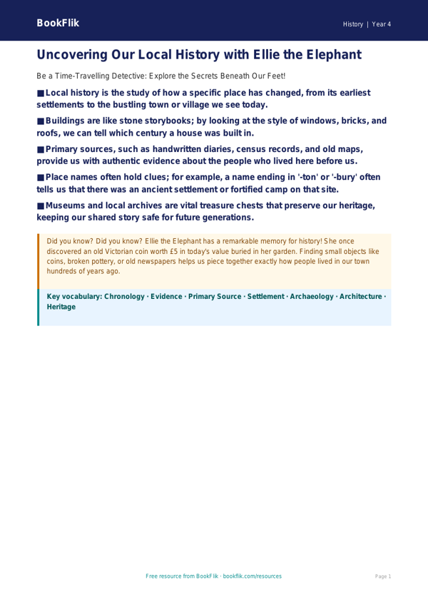 Free Local History Poster | Year 4 | History | BookFlik worksheet preview — History Local History
