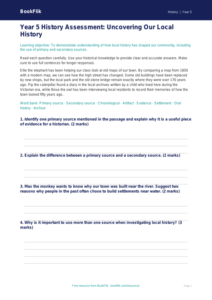 Free Local History Assessment | Year 5 | History | BookFlik