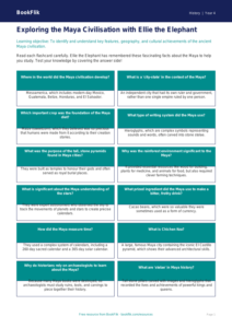 Free Maya Civilisation Flashcards | Year 4 | History | BookFlik