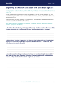 Free Maya Civilisation Writing Frame | Year 4 | History | BookFlik