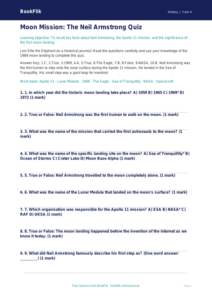 Free Neil Armstrong Quiz | Year 4 | History | BookFlik