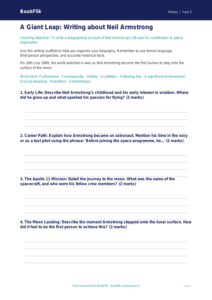 Free Neil Armstrong Writing Frame | Year 5 | History | BookFlik