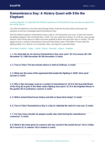 Free Remembrance Day Quiz | Year 4 | History | BookFlik