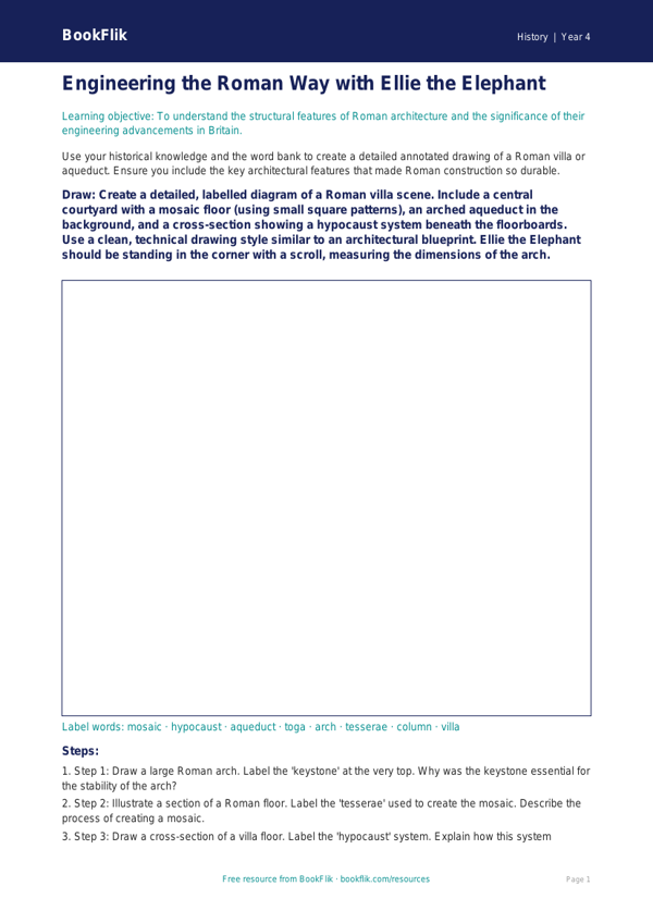 Free Romans Drawing Sheet | Year 4 | History | BookFlik worksheet preview — History Romans