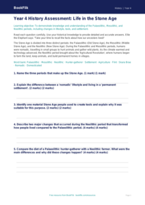 History stone age assessment year 4 greater depth