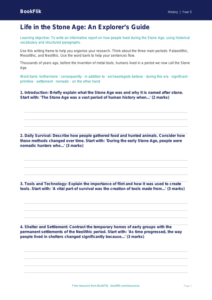 Free Stone Age Writing Frame | Year 5 | History | BookFlik