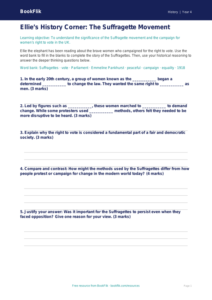 History suffragettes activity sheet year 4 greater depth