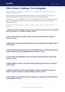 History suffragettes quiz year 4 greater depth
