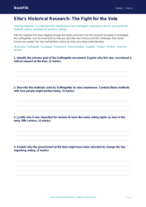 History suffragettes template year 4 greater depth