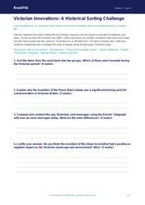 History victorians activity sheet year 4 greater depth