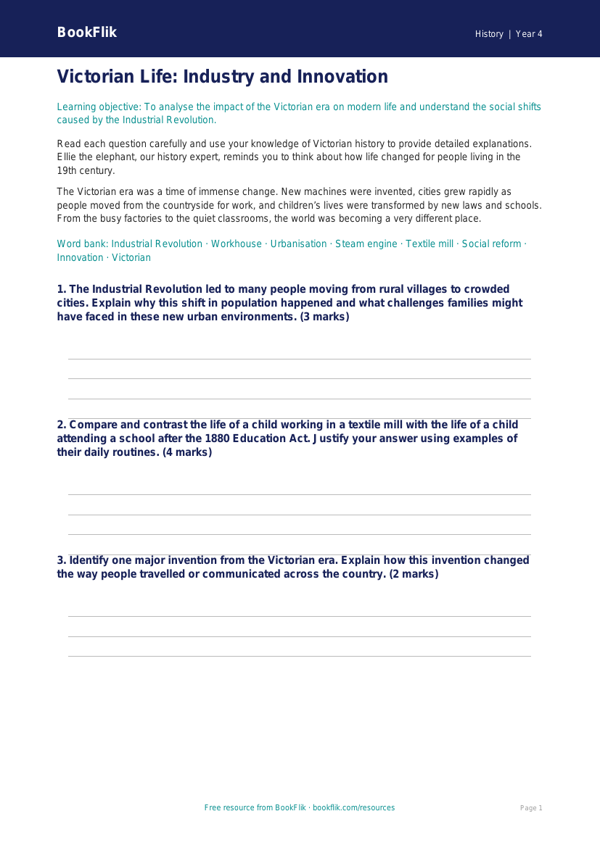 History victorians worksheet year 4 greater depth worksheet preview — History Victorians