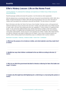 History ww2 comprehension year 4 greater depth