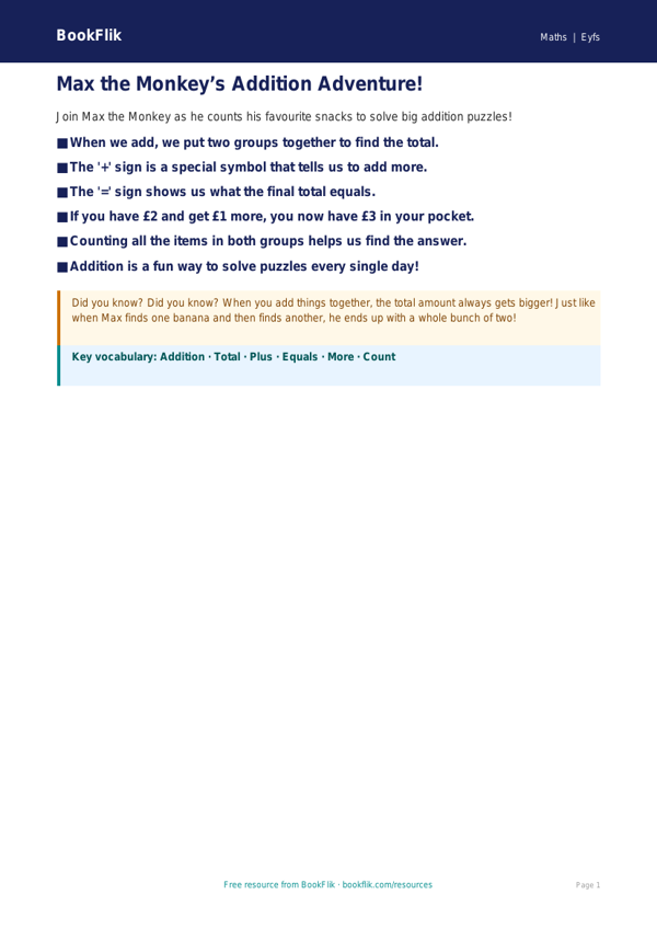 Free Addition Poster | Foundation | Maths | BookFlik worksheet preview — Maths Addition
