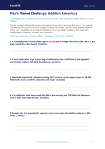 Free Addition Activity Sheet | Year 5 | Maths | BookFlik