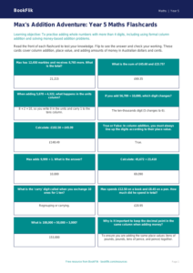 Addition Flashcards Year 5 Maths | Australian Curriculum | BookFlik