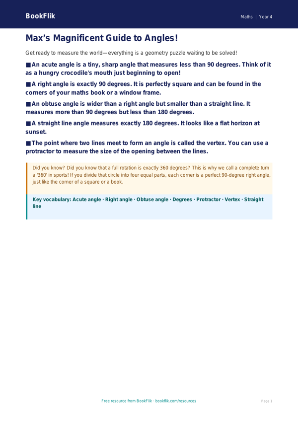 Maths angles poster year 4 greater depth worksheet preview — Maths Angles