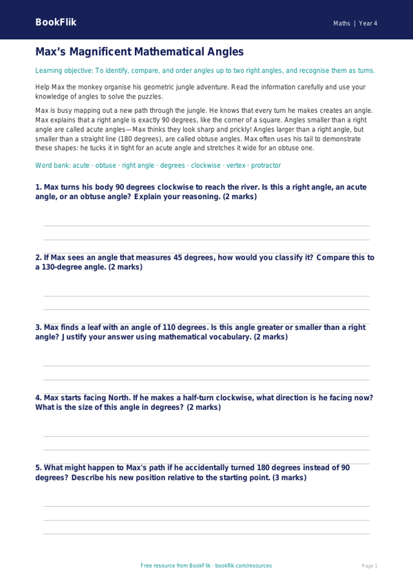Maths angles track sheet year 4 greater depth worksheet preview — Maths Angles