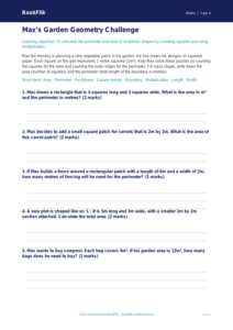 Maths area and perimeter activity sheet year 4 core