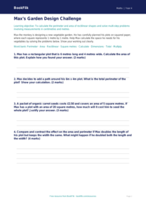 Free Area And Perimeter Activity Sheet | Year 4 | Maths | BookFlik