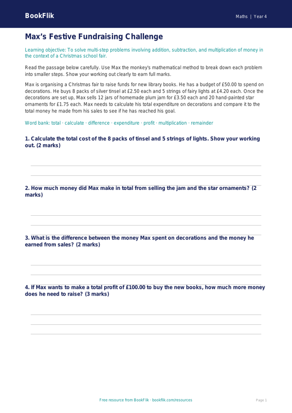 Maths christmas maths track sheet year 4 greater depth worksheet preview — Maths Christmas Maths