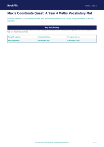 Free Coordinates Word Mat | Year 4 | Maths | BookFlik