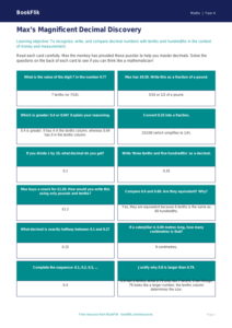 Free Decimals Flashcards | Year 4 | Maths | BookFlik