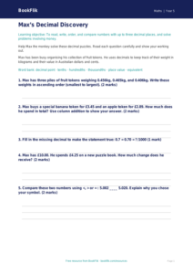 Free Decimals Worksheet | Year 5 | Maths | BookFlik
