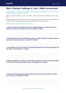 Free Division Assessment | Year 1 | Maths | BookFlik