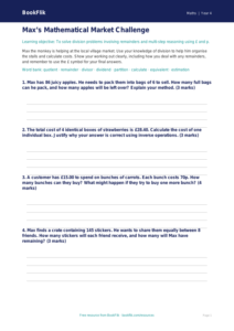 Maths division template year 4 greater depth