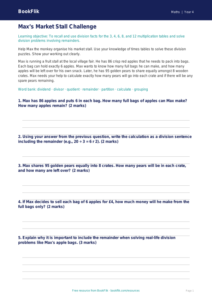 Maths division track sheet year 4 greater depth