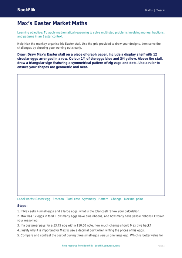 Free Easter Maths Drawing Sheet | Year 4 | Maths | BookFlik worksheet preview — Maths Easter Maths