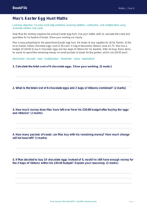 Free Easter Maths Track Sheet | Year 5 | Maths | BookFlik