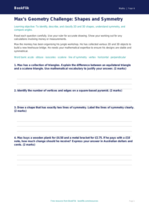 Maths geometry assessment year 4 greater depth