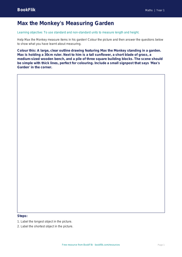 Free Measurement Colouring Page | Year 1 | Maths | BookFlik worksheet preview — Maths Measurement