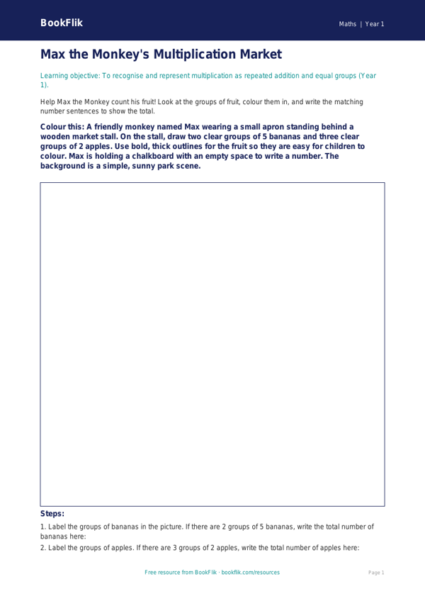 Free Multiplication Colouring Page | Year 1 | Maths | BookFlik worksheet preview — Maths Multiplication