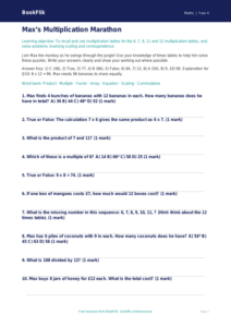 Maths multiplication quiz year 4 greater depth