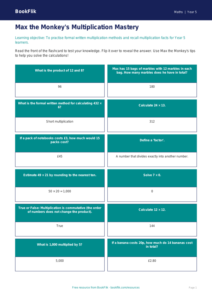 Free Multiplication Flashcards | Year 5 Maths | BookFlik