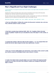 Free Place Value Worksheet | Year 4 | Maths | BookFlik