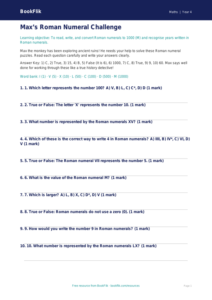 Free Roman Numerals Quiz | Year 4 | Maths | BookFlik