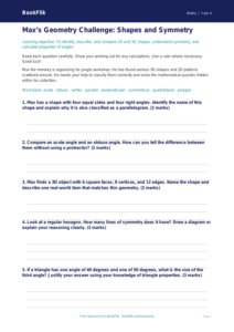 Maths shape assessment year 4 greater depth