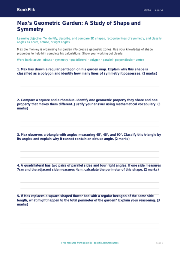 Maths shape worksheet year 4 greater depth worksheet preview — Maths Shape